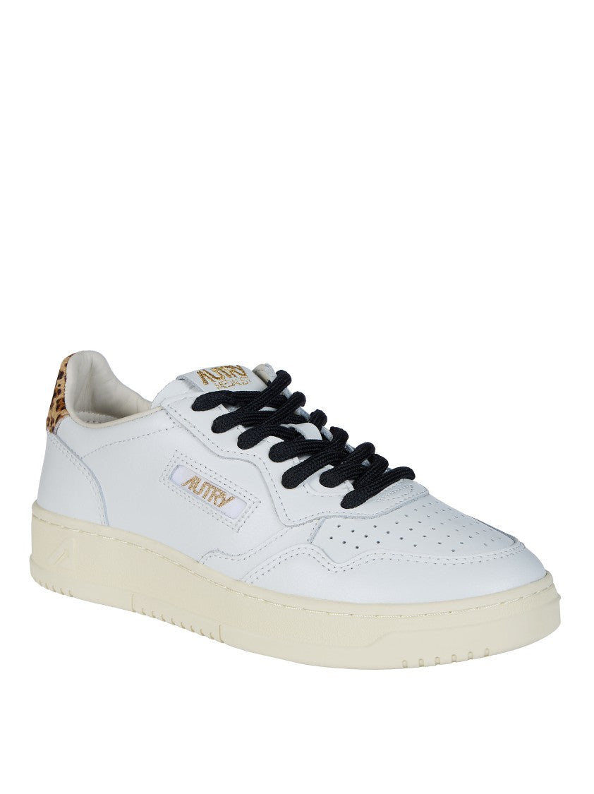 Autry White Medalist Low Leopard Print Leather Sneakers