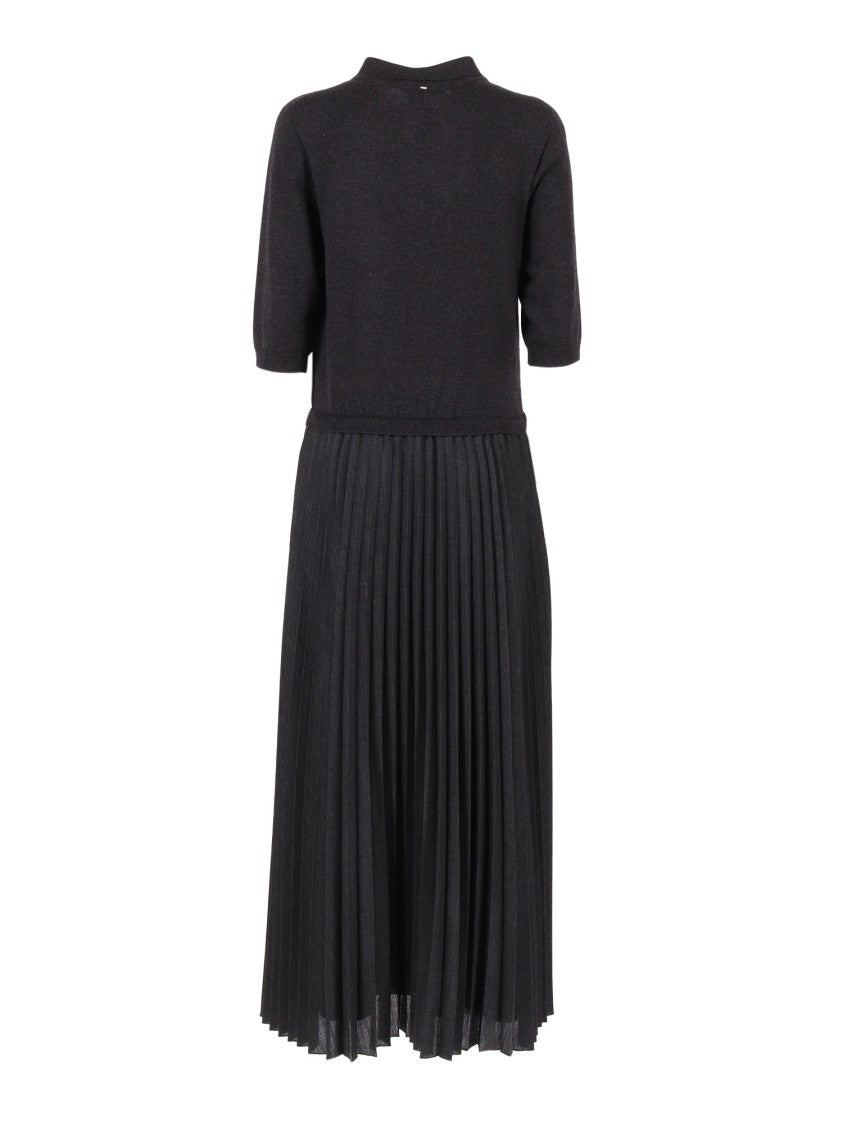 Lorena Antoniazzi Polo Collar Midi Dress With Pleated Skirt