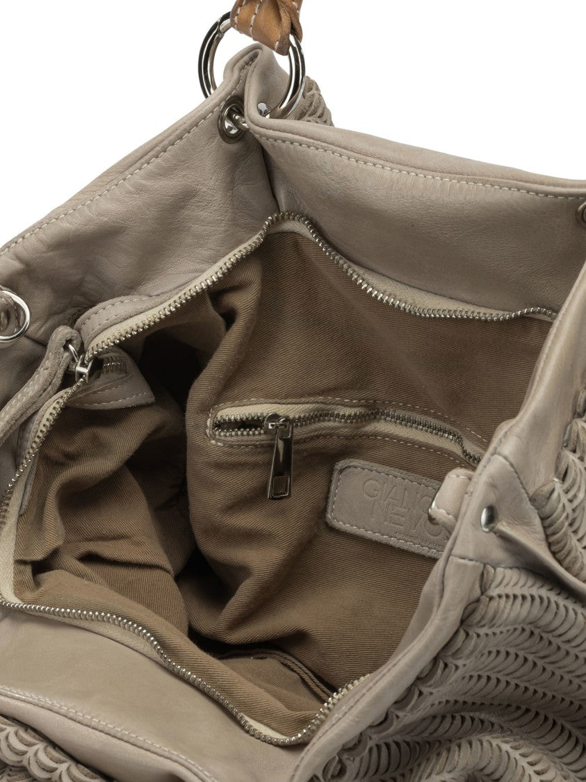 Giancarlo Nevola Woven Leather Handbag With Structured Handles And Zippered Compartments