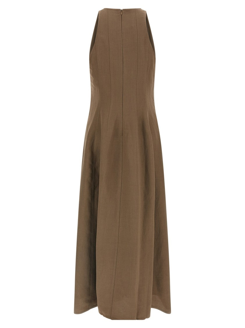 Brunello Cucinelli A-Line Midi Dress With Subtle Seam Detailing