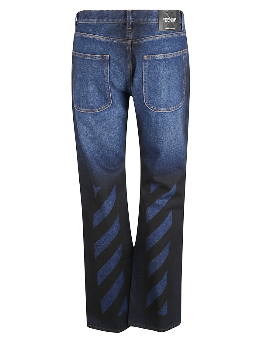 Off-White Gradient Effect Cotton Denim Jeans