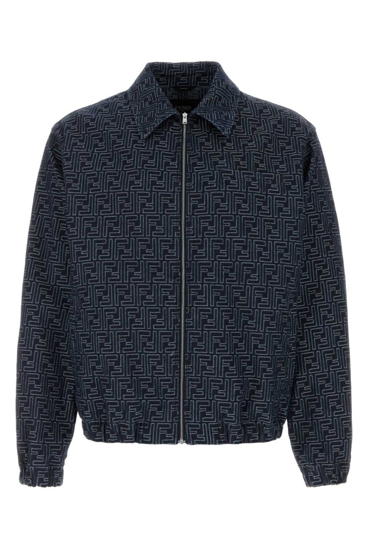Fendi Embroidered Denim Bomber Jacket