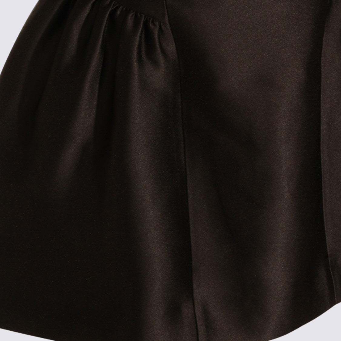 Self-Portrait Structured Black Dress With Puff Sleeves And Gathered Detailing