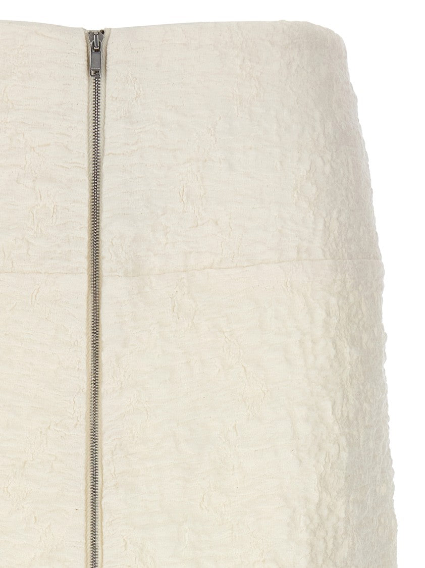 Jil Sander Textured Cotton Skirt With Front Zip Closure