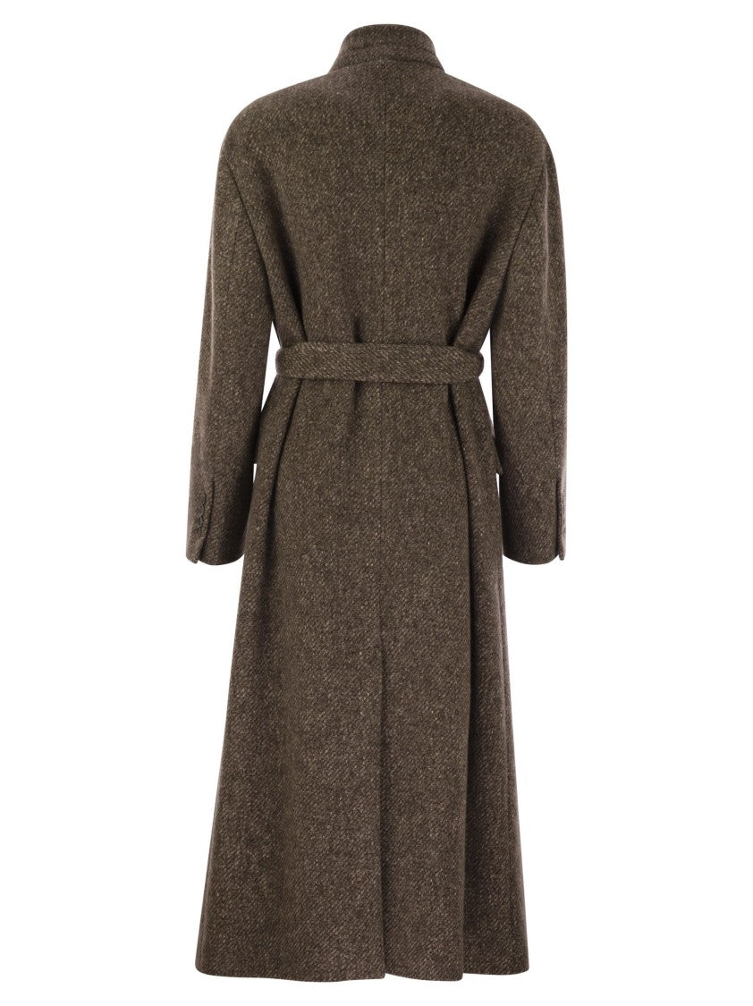 Brunello Cucinelli Wool And Cashmere Diagonal Mélange Coat