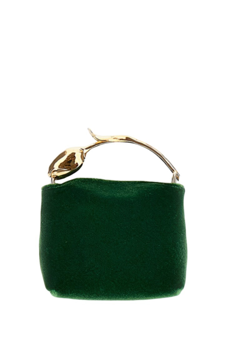 Erdem Green Micro Bloom Velvet Handbag
