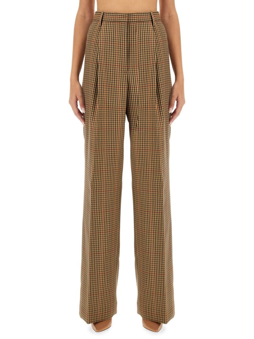 Dries Van Noten Check Pattern Wool Pants With Regular Fit