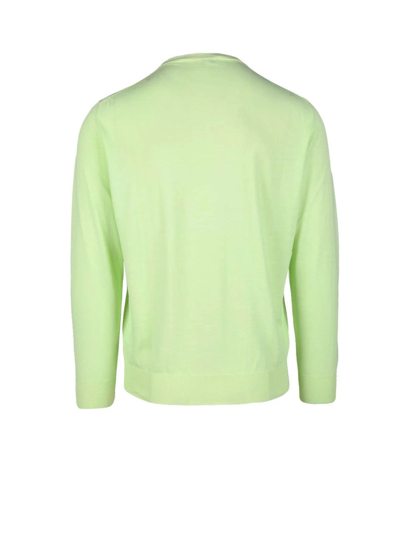 Baturo Cotton Pullover With Classic Crew Neckline In Green Shock