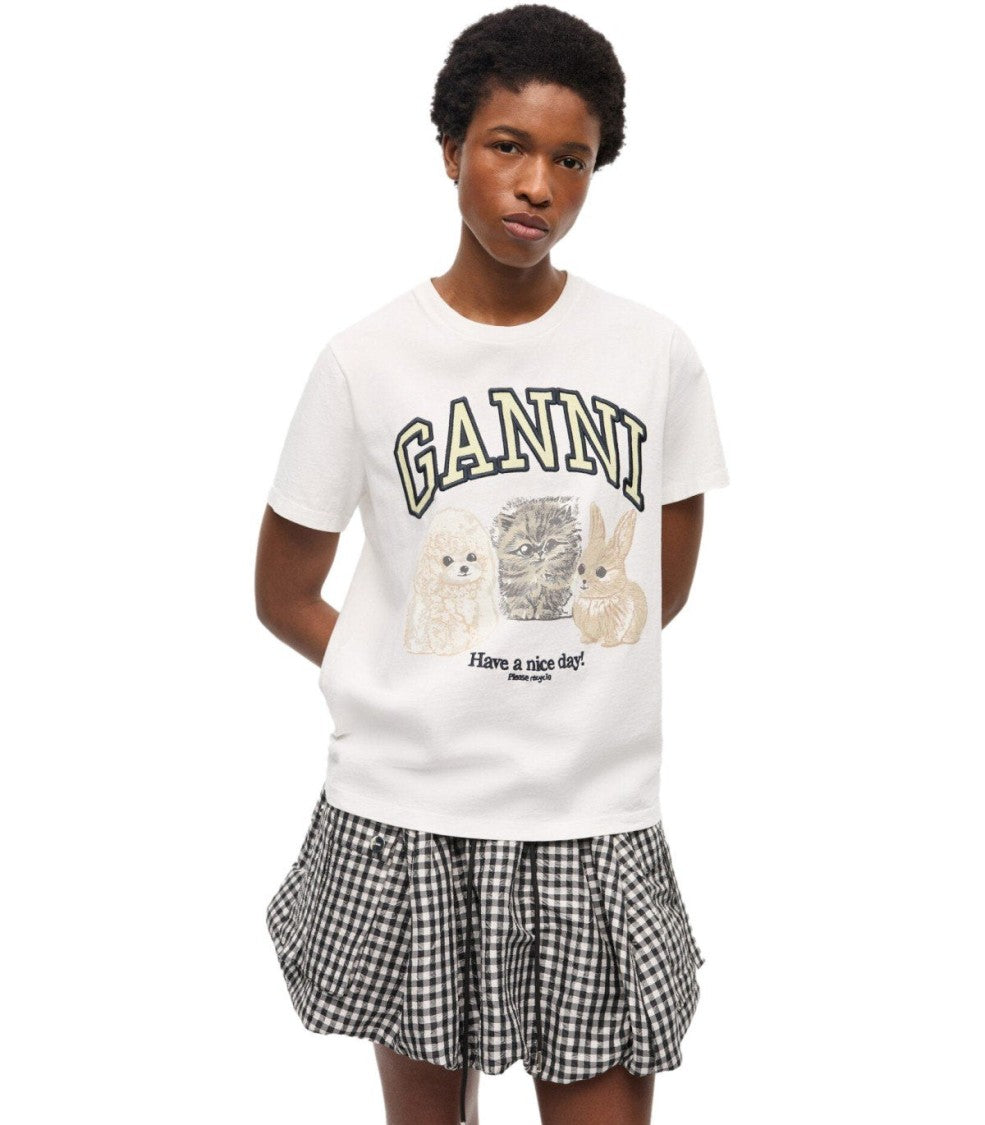 Ganni Animals White T-Shirt