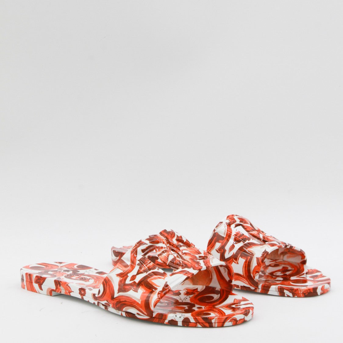 Dolce & Gabbana Artistic Slip-On Flat Sandals With Intricate Swirling Pattern