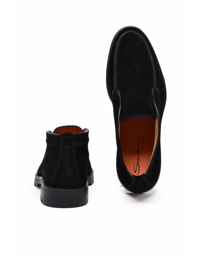 Santoni Chukka Boots With Rounded Toe And Rubber Sole