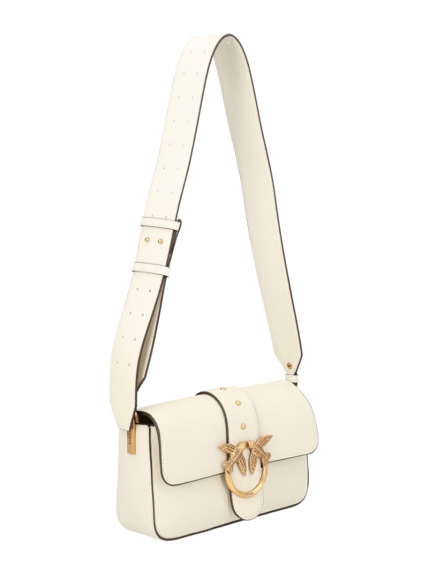 Pinko White Leather Mini Love Shoulder Bag