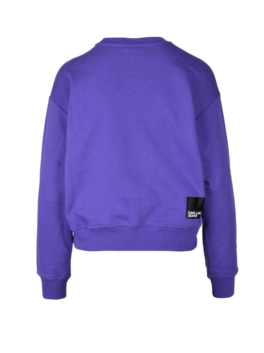 Karl Lagerfeld Purple Cropped Patch Sweatshirt