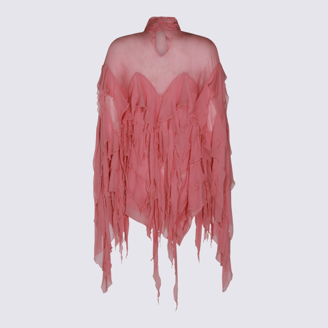 Blumarine Layered Sheer Top With High Neckline