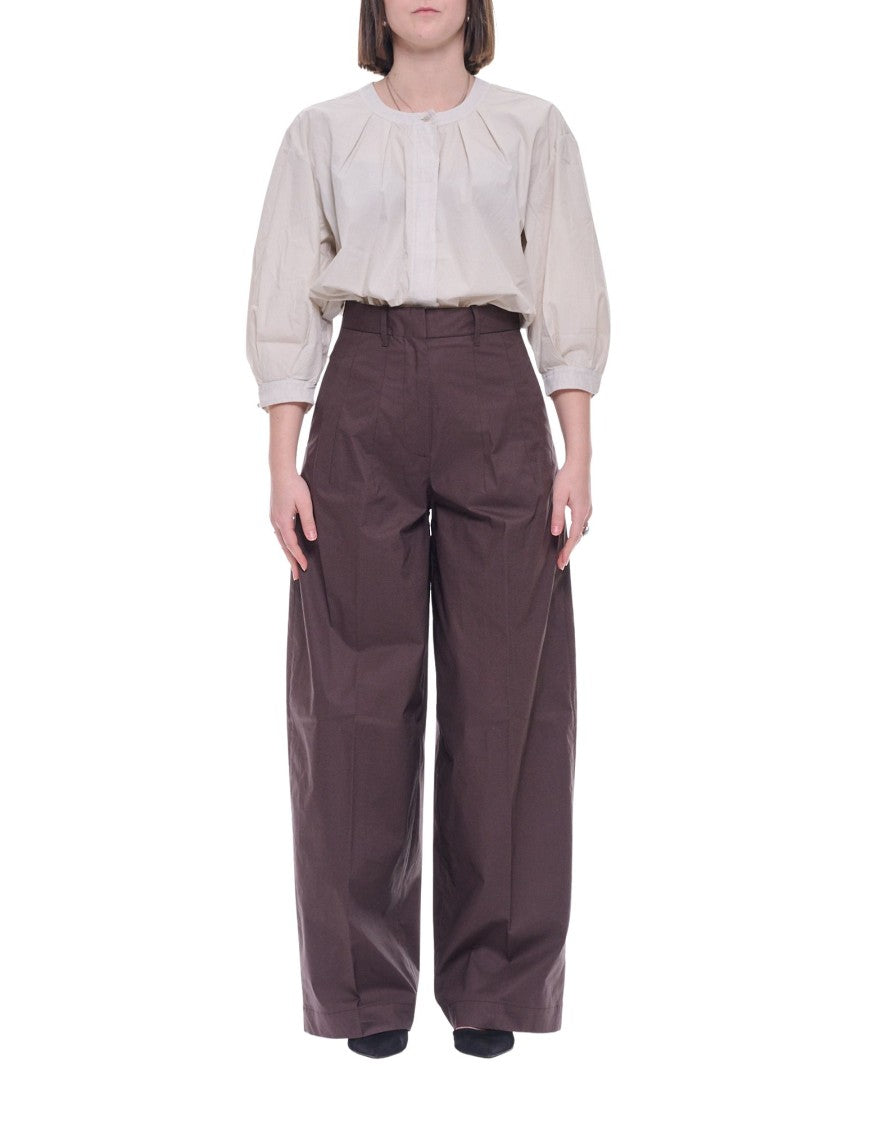 Nine In The Morning Tailored Cotton Stretch Pants With Refined Pleat Detail
