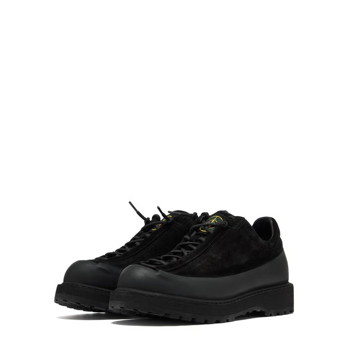 Stone Island Black Low Top Sneakers With Suede Upper