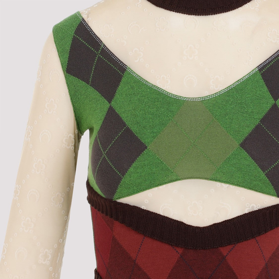 Marine Serre Regenerated Lozenge Knit Fitted Multicolor Cotton Dress