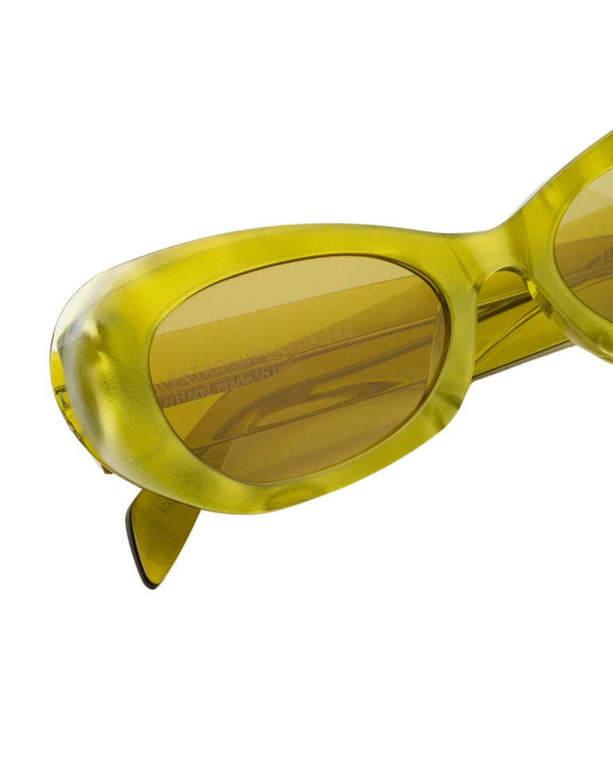 Retrosuperfuture Acid Yellow Crystal Oval Sunglasses
