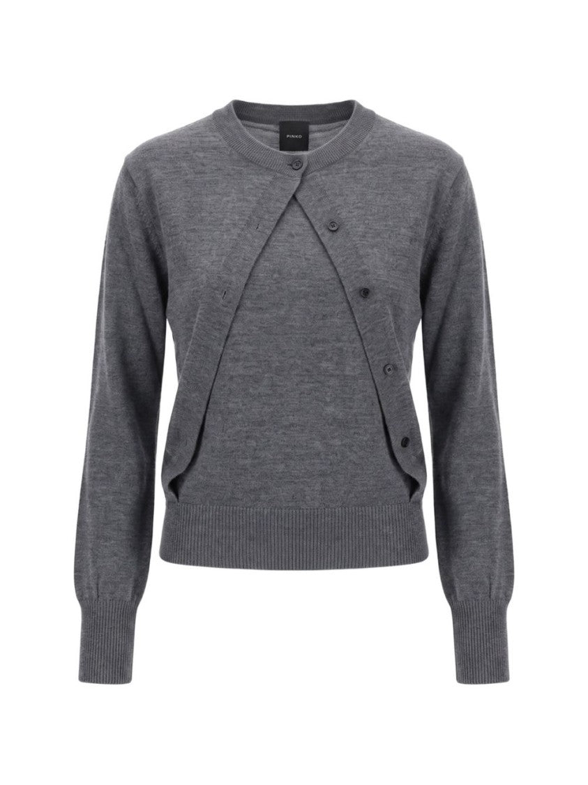 Pinko Cropped Asymmetrical Double-Layer Sweater