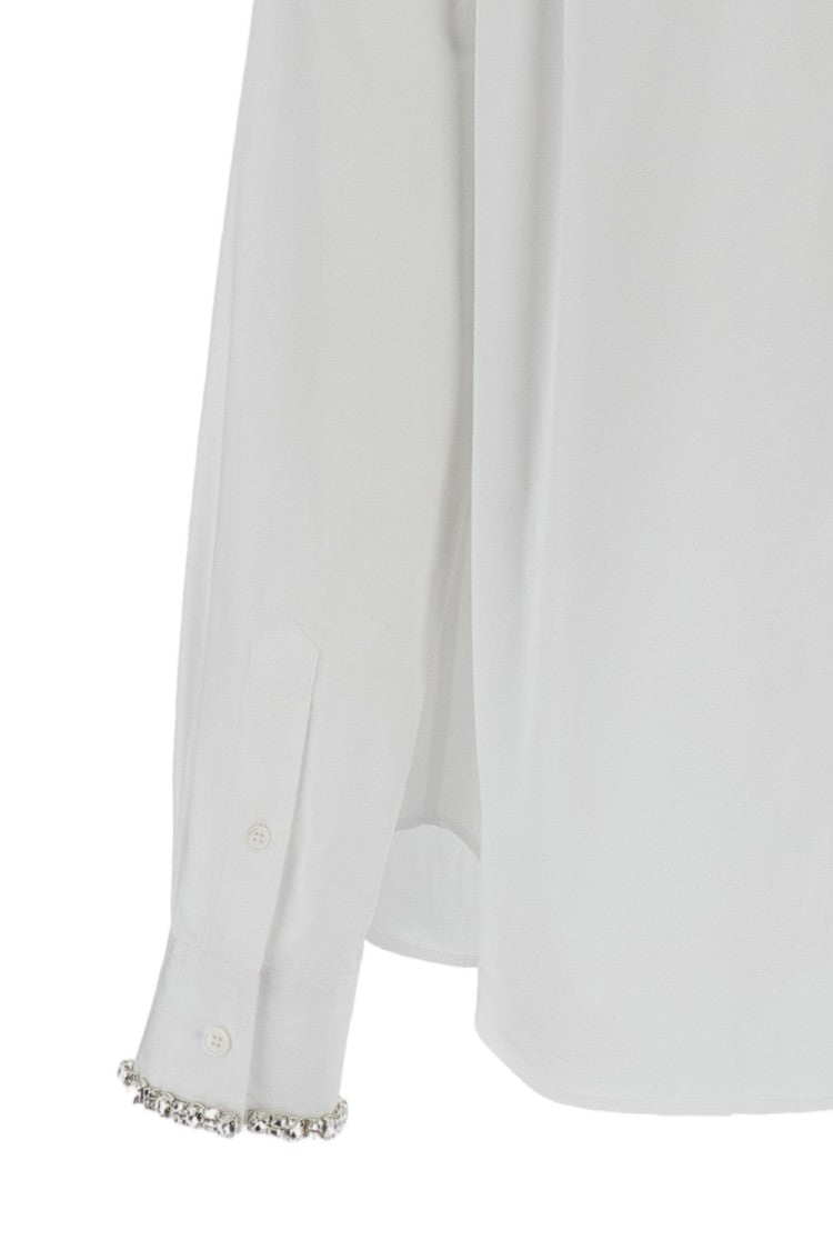 Alexander Mcqueen Classic-Cut White Cotton Shirt With Crystal Embroidery