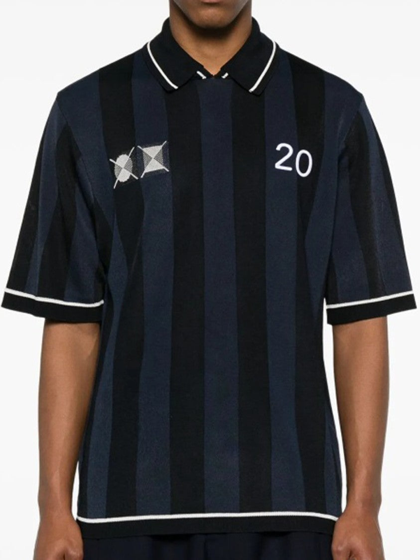 Jacquemus Vertical Striped Polo Shirt With Classic Collar And Sporty Embroidery