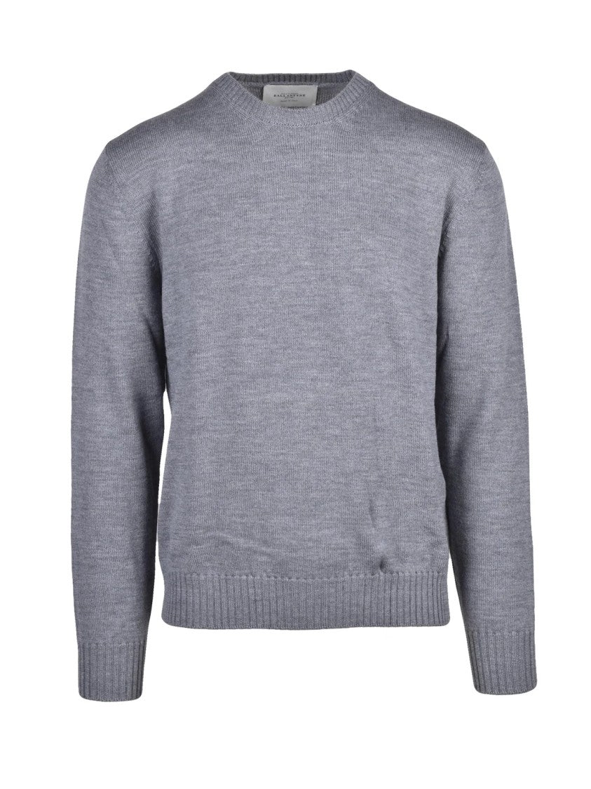 Ballantyne Grey Finely Knit Wool Crewneck Sweater