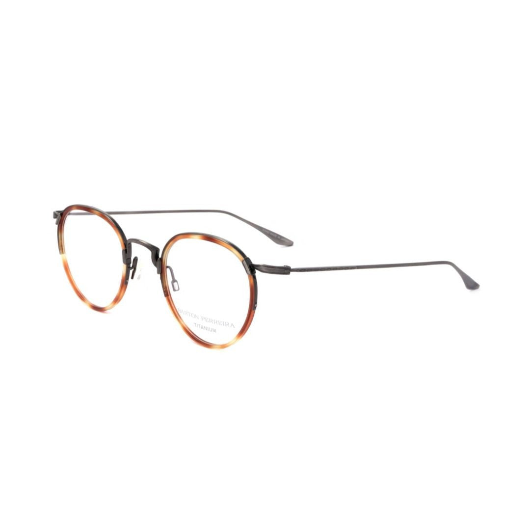 Barton Perreira Bp5001 490Zx Round Tortoiseshell Patterned Eyeglasses With Matte Metal Temples