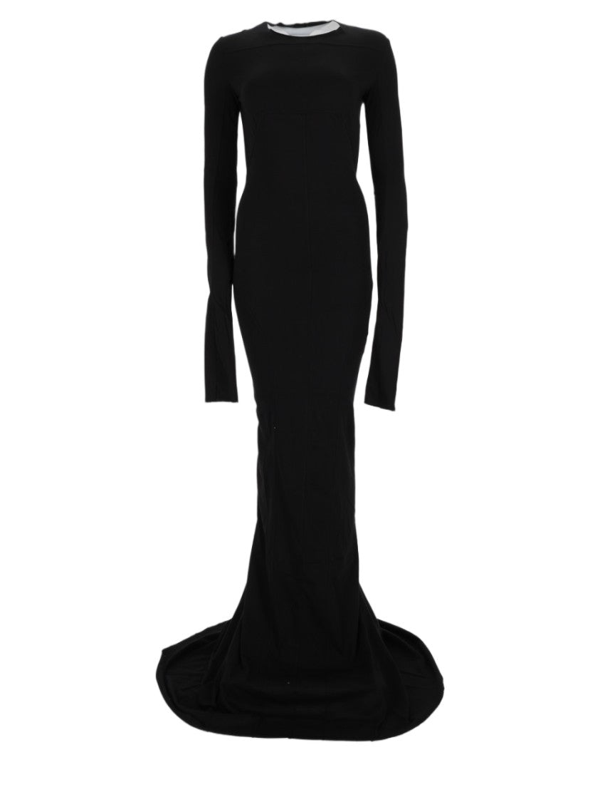Drkshdw By Rick Owens Black Fitted Structured Cotton Evening Dress