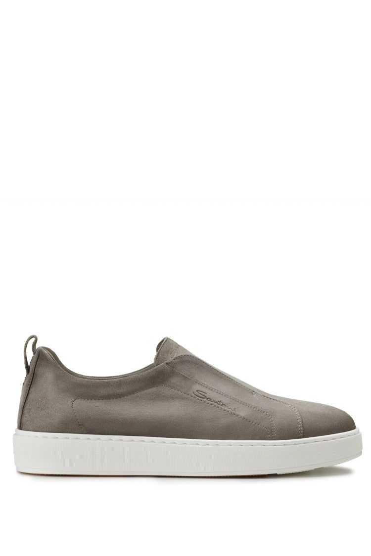 Santoni Seta Hand-Varnished Suede Sneakers