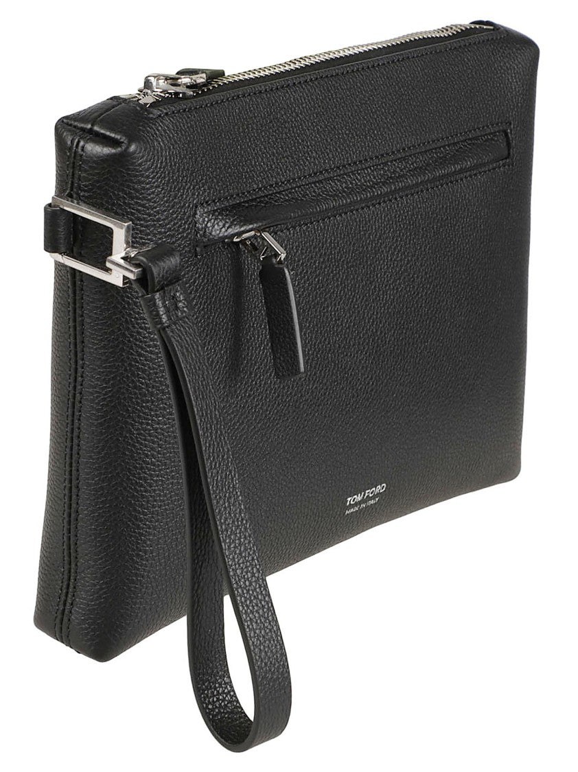 Tom Ford Textured Calf Leather Wrist-Strap Pochette