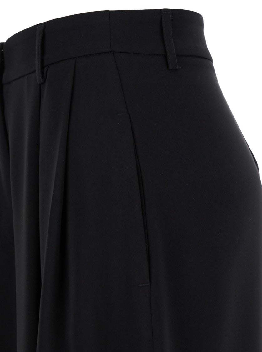 Plain High-Waisted Wide Leg Cady Pants With Belt Loops