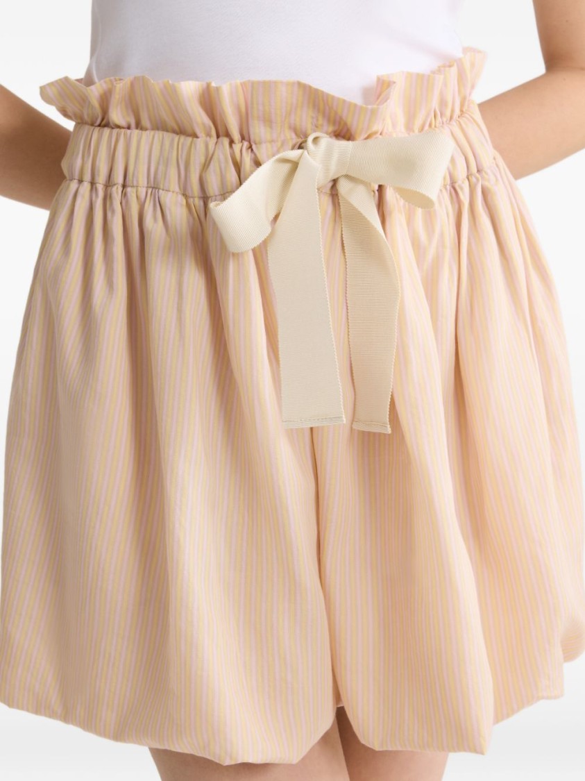 Patou Black Gathered Ruffled Waistband Bow Skirt