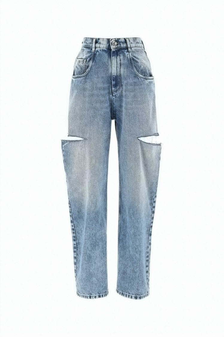 Maison Margiela Mid-Blue Relaxed Fit Jeans With Slash Cut-Out Details