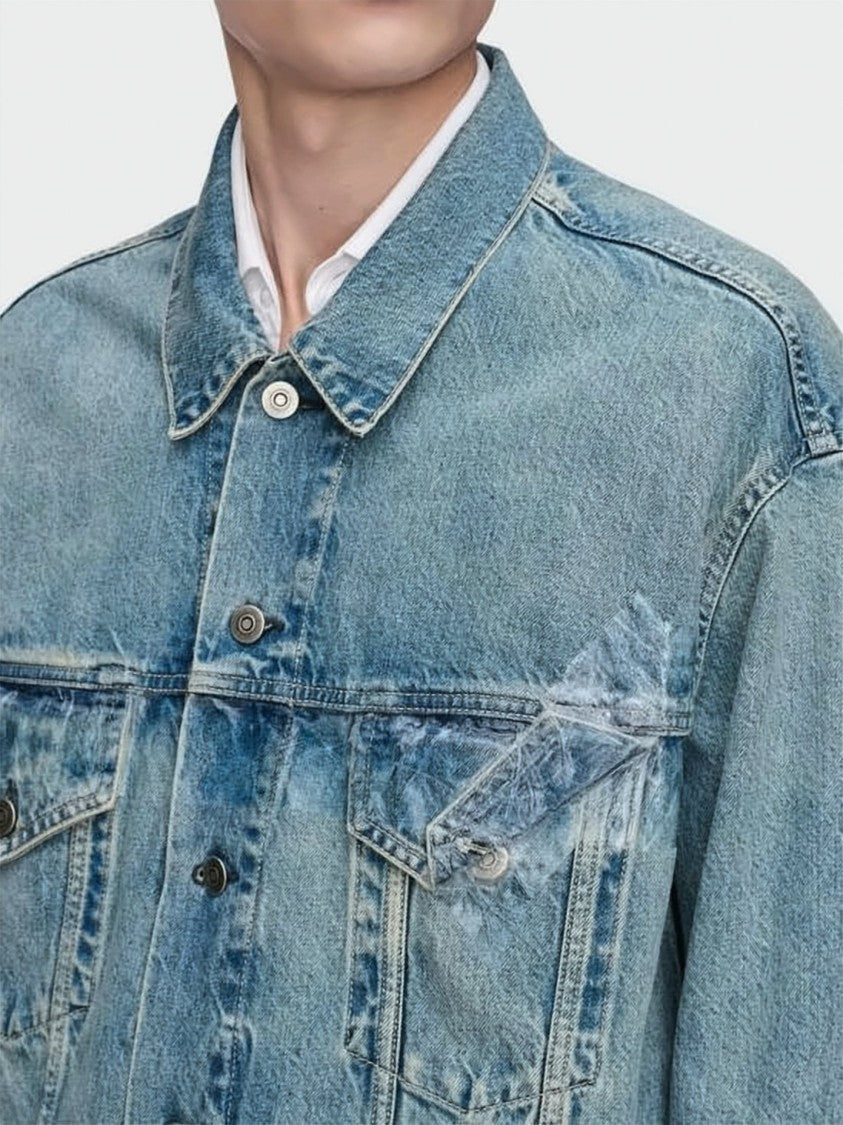 Maison Margiela Faded Blue Oversized Cotton Denim Jacket