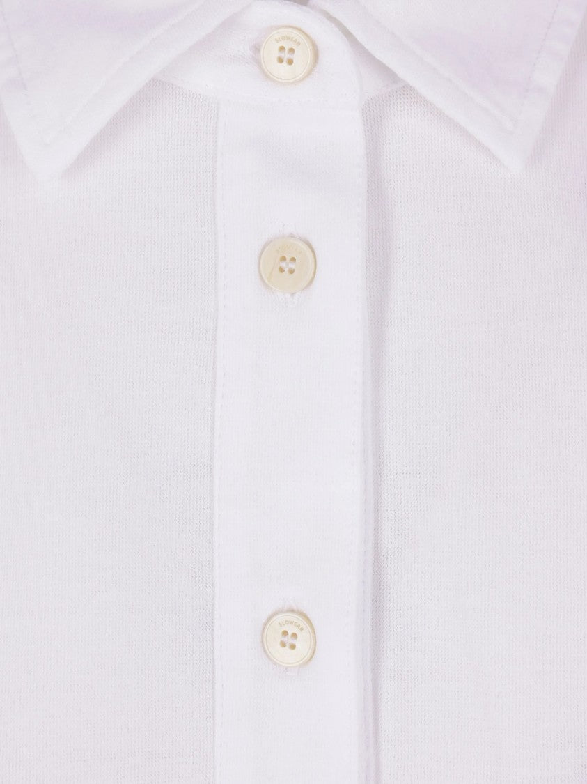 Zanone White Cropped Boxy Fit Polo Shirt