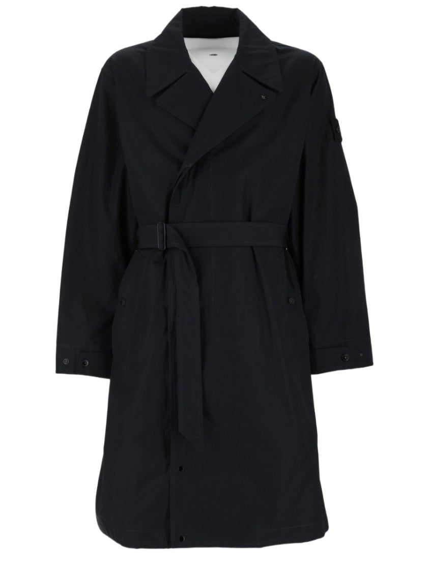 Stone Island Belted Gathered Back Cotton Trench Coat