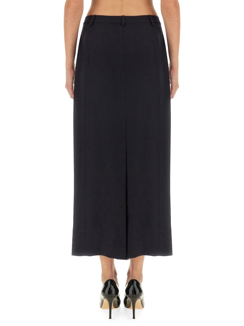 Theory Tailored Midi Skirt With Smooth Waistband