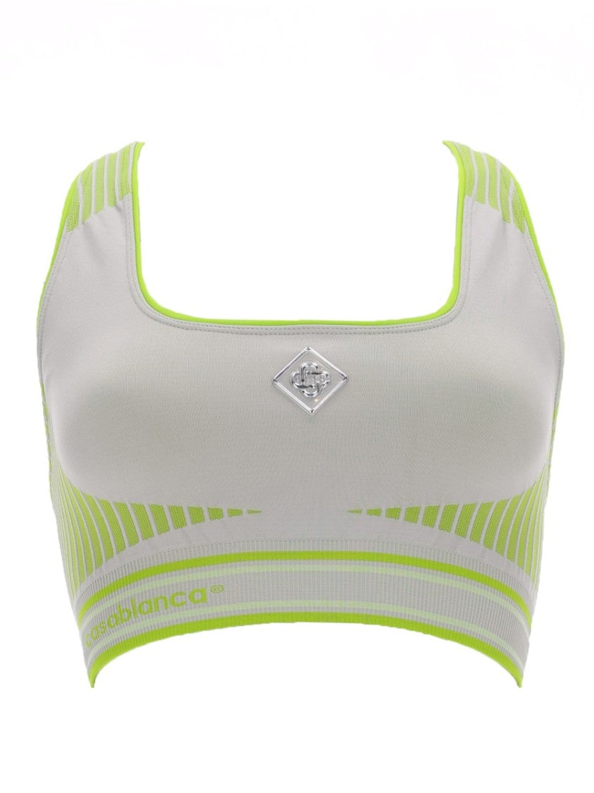 Casablanca Seamless Polyamide-Blend Striped Bralette Top