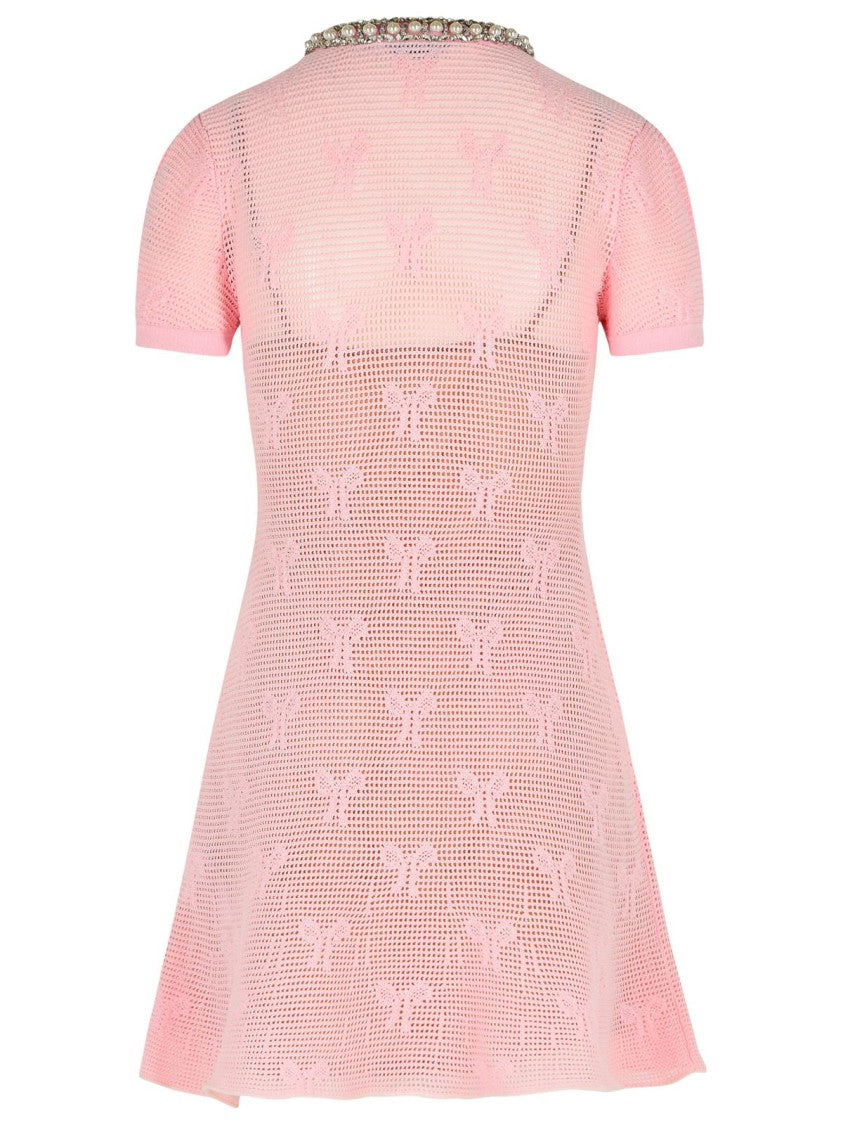Self-Portrait Bow' Pink Cotton Blend Dress