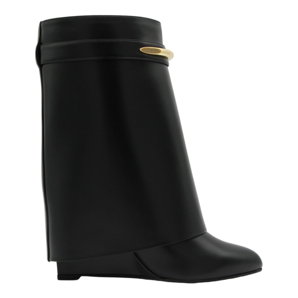 Givenchy Flared Black Leather Gold-Accent Boots