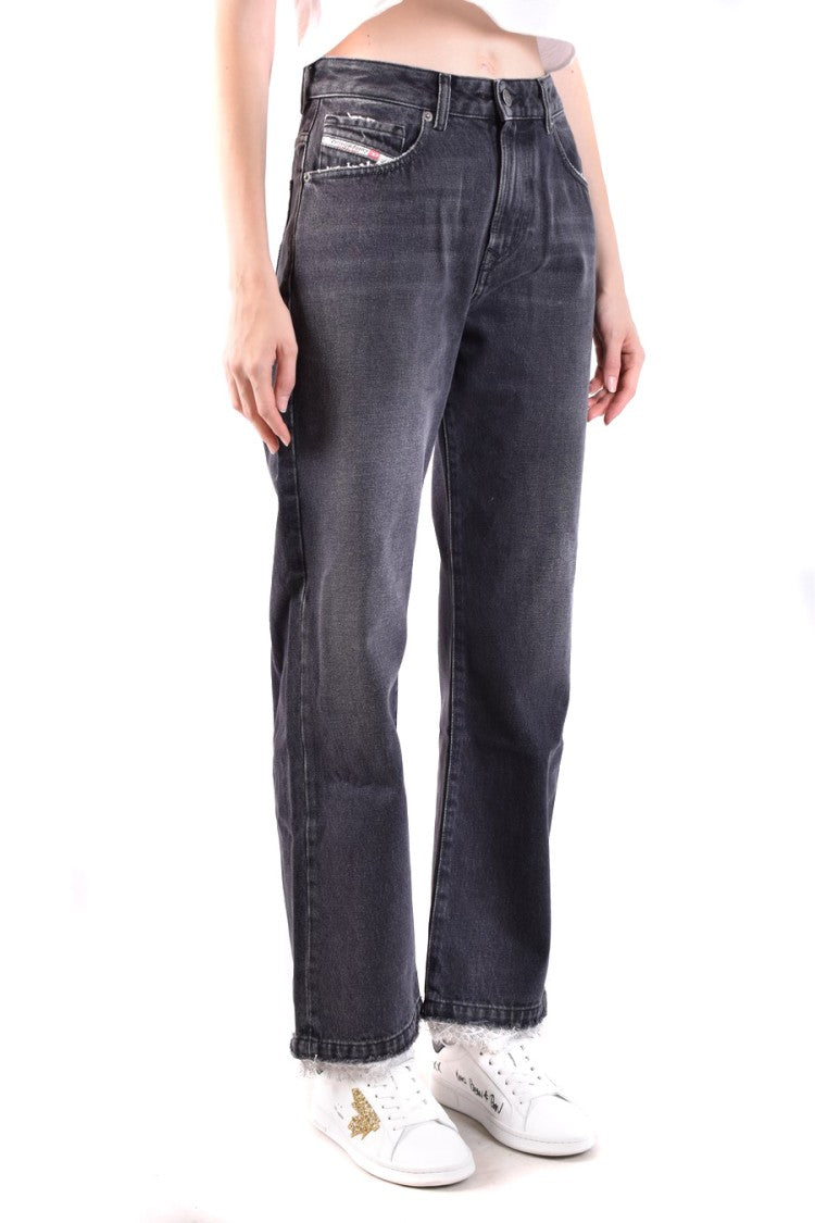 Diesel Wide-Leg Jeans With Frayed Hem And Signature Branding