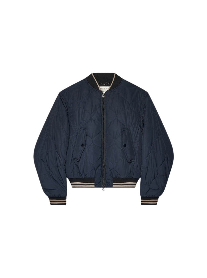 Dries Van Noten Back Zip Bomber Jacket With Quilted Texture