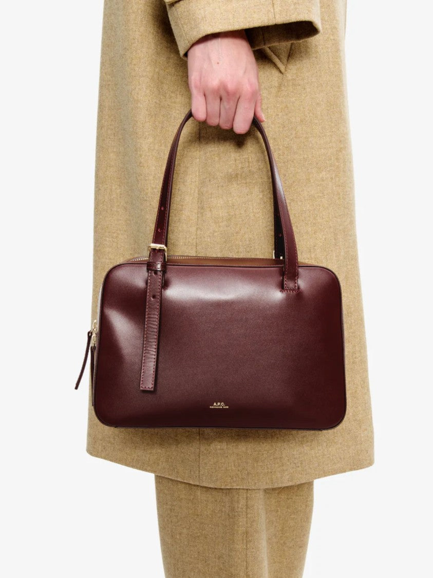 A.P.C. Burgundy Virginie Box Tote Bag