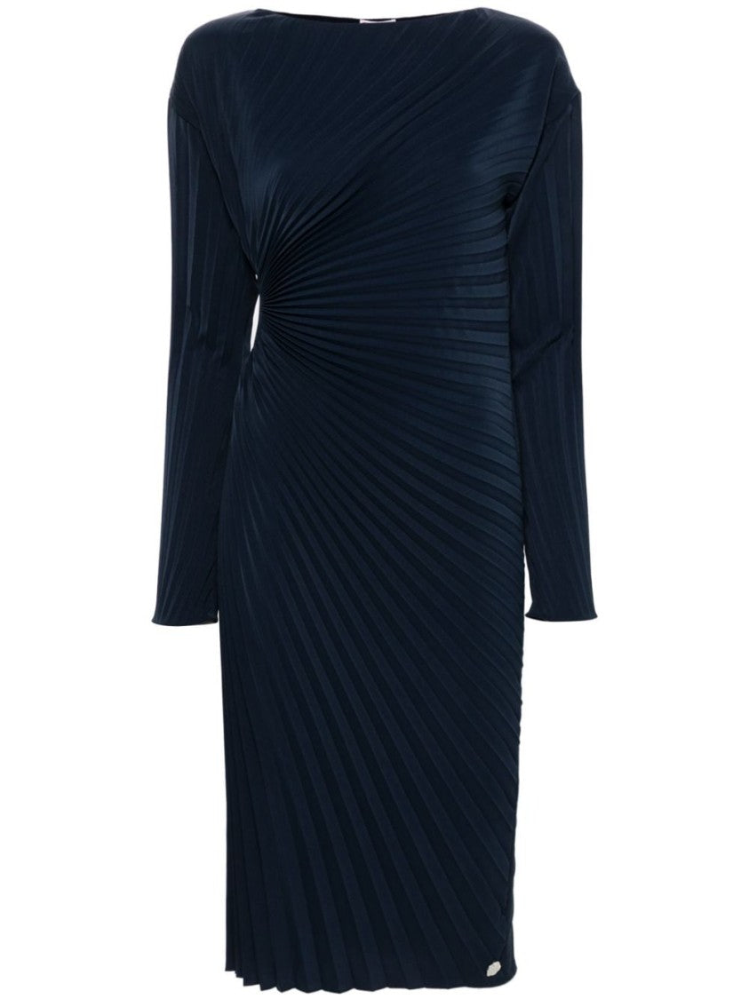 Kenzo Midnight Blue Fully Pleated Pencil Dress