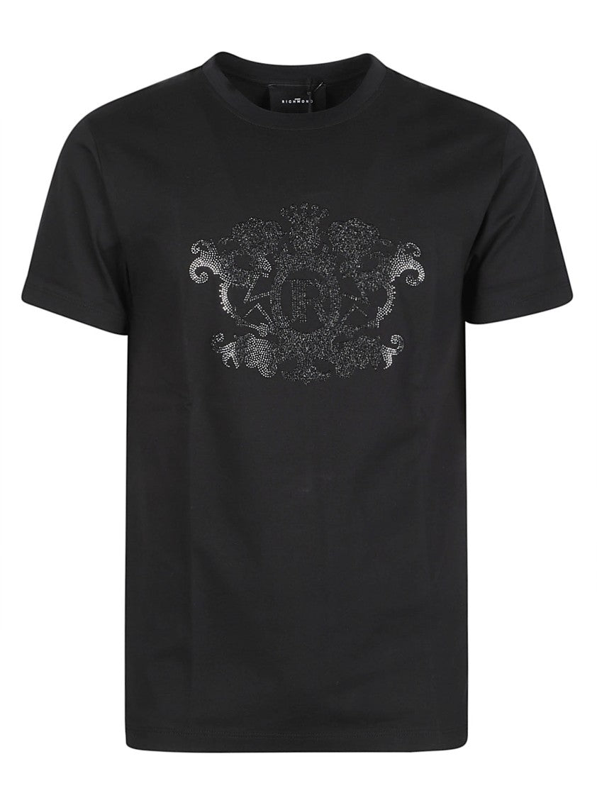 John Richmond Black Orselia Regular Emblem Cotton T-Shirt