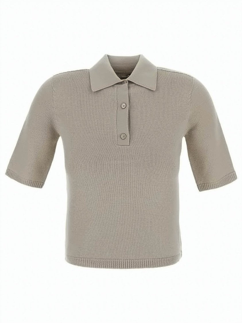 Max Mara Short-Sleeved Knit Polo Shirt With Classic Collar
