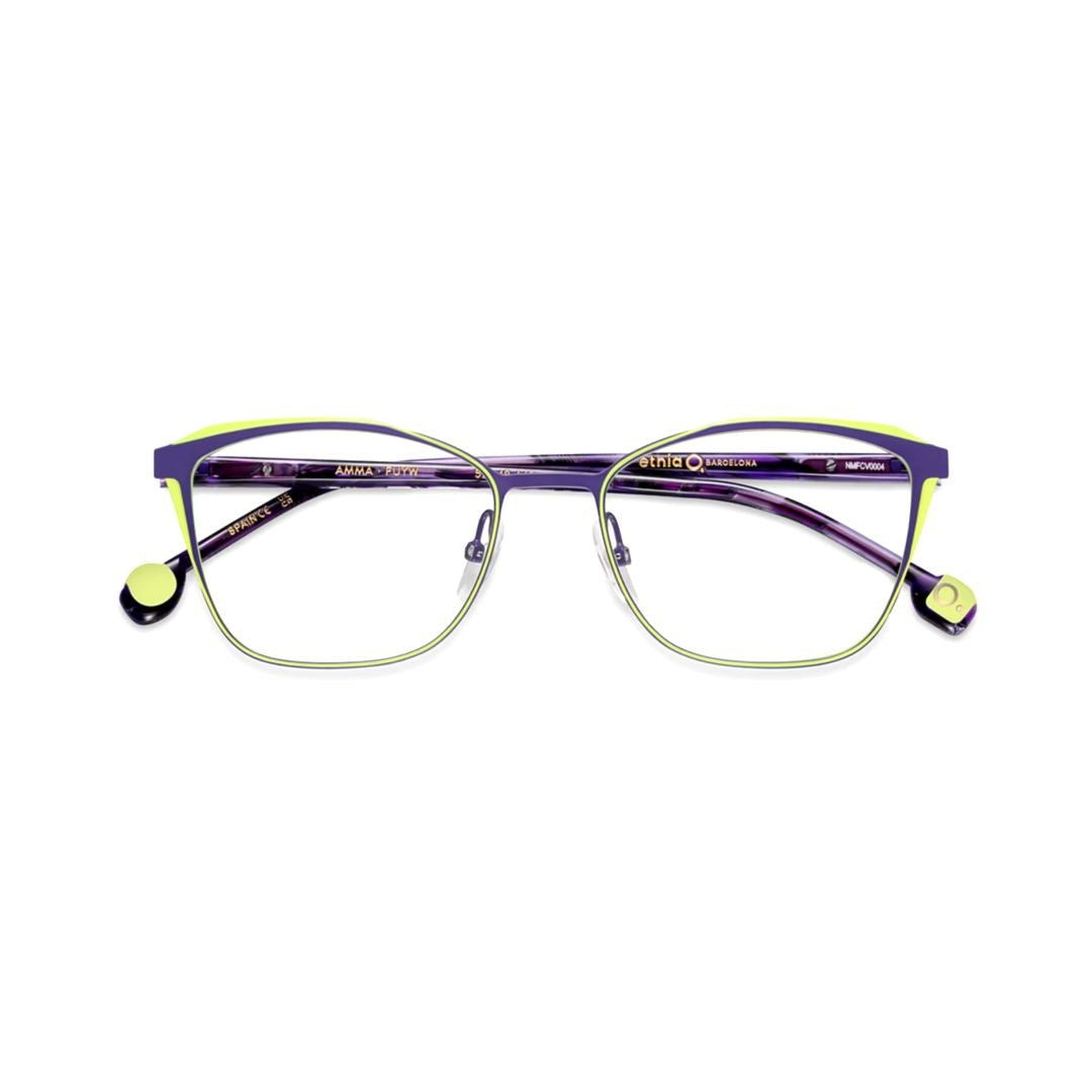 Etnia Barcelona Amma Geometric Lime Green-Outlined Metal Eyeglasses