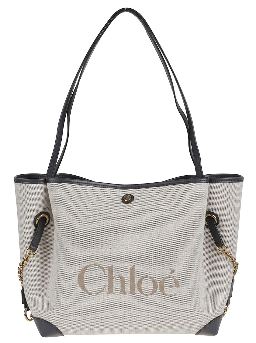 Chloé Double Handle Canvas Bag With Calf Leather Trim