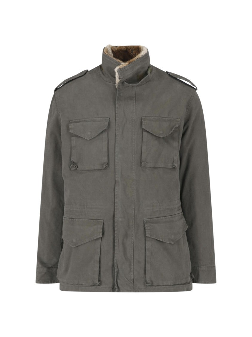 Drumohr Green Cotton Zip Standing Collar Jacket