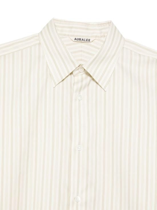 Auralee Vertical Stripe Long-Sleeve Shirt In Cotton And Silk Blend